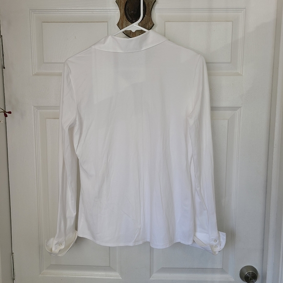 (1332) Calvin Klein Woman's Long Sleeve Blouse, Size: Medium Color: White - Picture 12 of 12